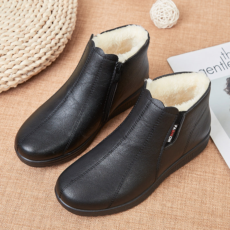 Botas planas de piel de terciopelo
