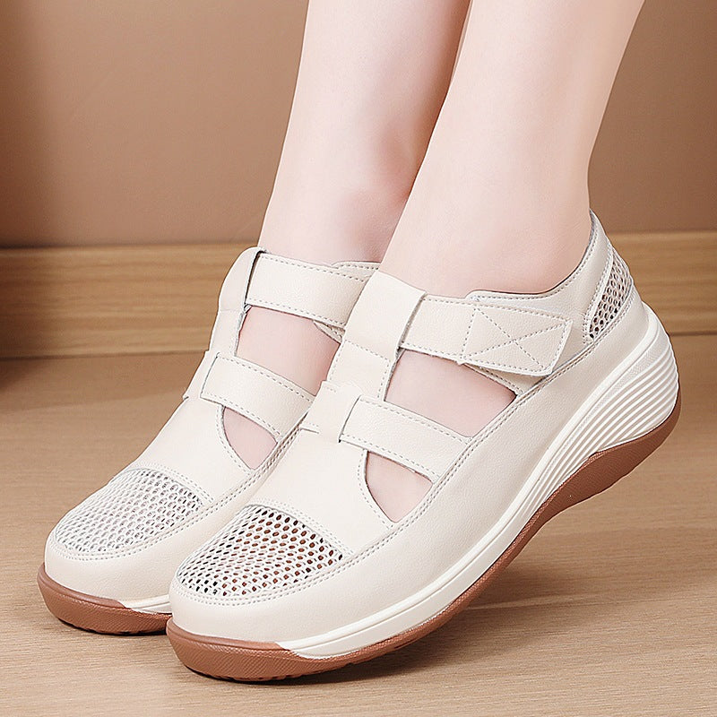 Zapatos de plataforma de cuero con malla26706