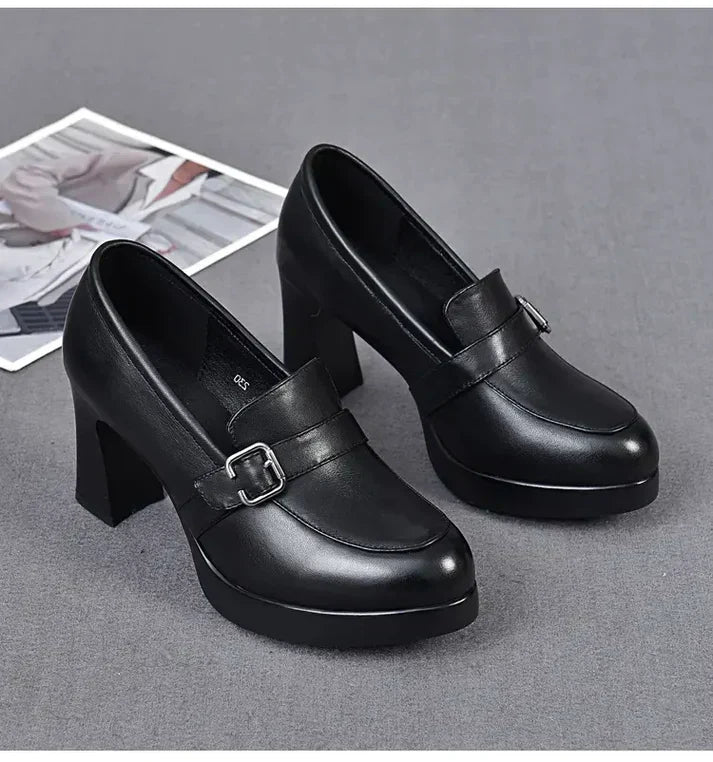 Tacones altos 100% cuero genuino