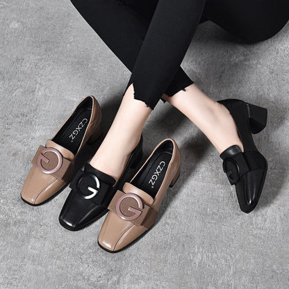 [Cuero genuino]Zapatos correctivos de tacón bajo
