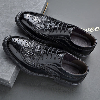 🐂Doble Cuero🐂Zapatos de piel tallada para hombre