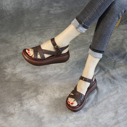 Sandalias de plataforma de cuero