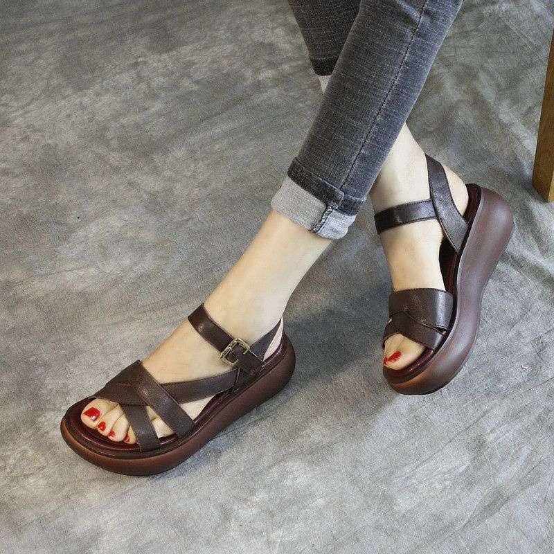 Sandalias de plataforma de cuero