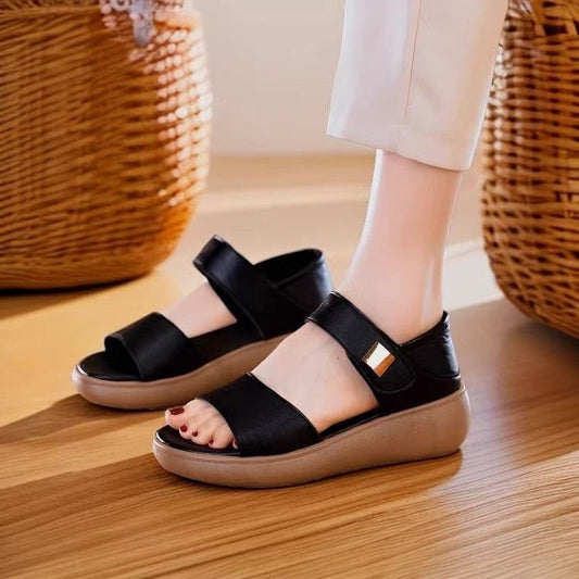 Sandalias de plataforma de piel suave