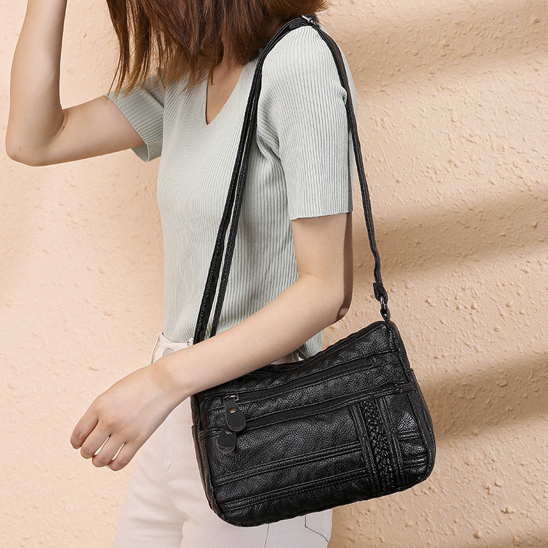 Bolso bandolera de piel lavada suave