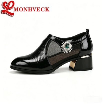 Zapatos de cuero con malla calada