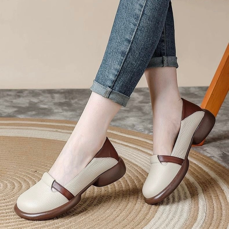 Zapatos de cuero suave con suela gruesa