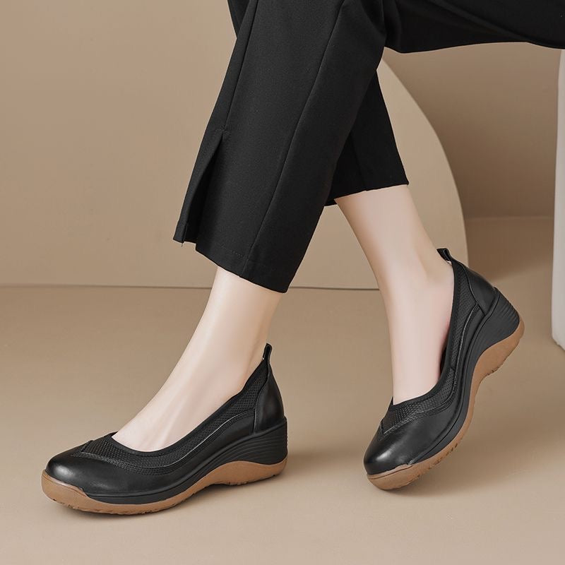 Zapatos de cuero con suela gruesa y punta redonda