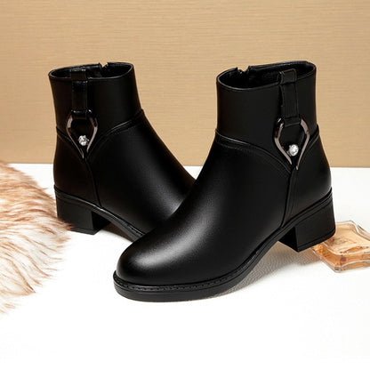Botas de cuero para mujeres (piedras preciosas de medio mes)