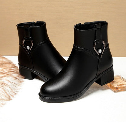 Botas de cuero para mujeres (piedras preciosas de medio mes)