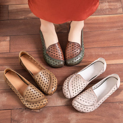 Sandalias de cuero huecas (pinceladas de color)