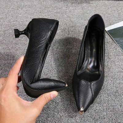 Tacones altos de cuero femenino (anticolisión)
