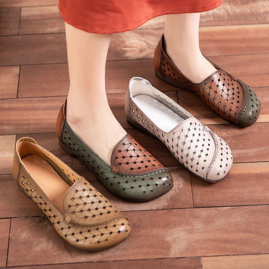 Sandalias de cuero huecas (pinceladas de color)