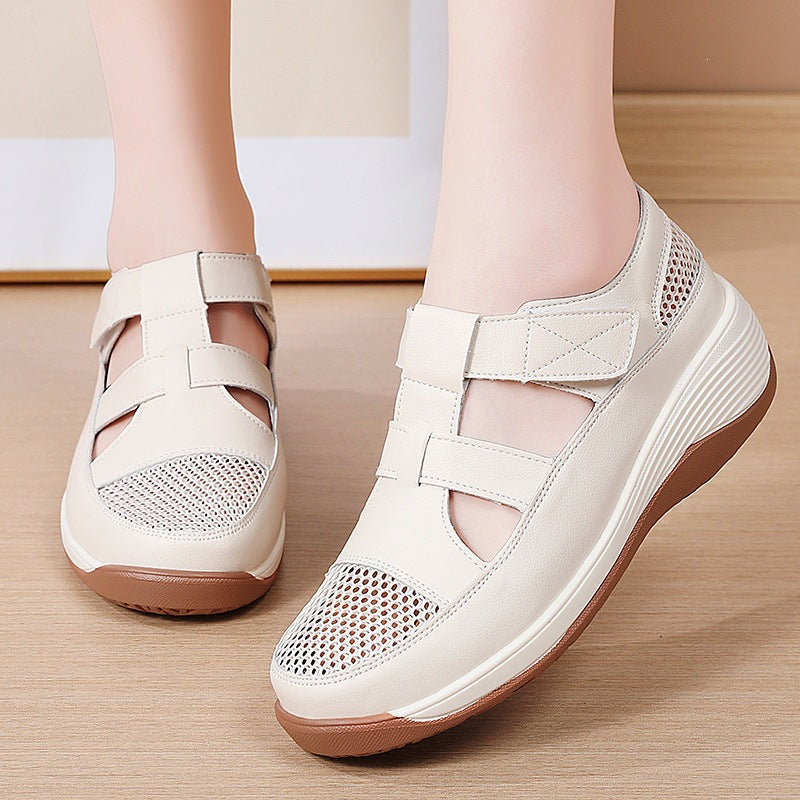 Zapatos de plataforma de cuero con malla26706