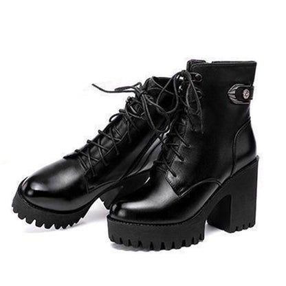 Botas de cuero para mujeres (suela gruesa antideslizante)