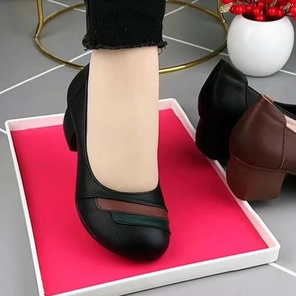Zapatos de piel con bloques de color retro