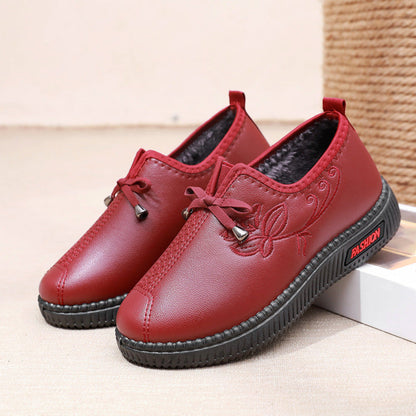 Zapatos de algodón de piel femenina (costura de malla, flores)