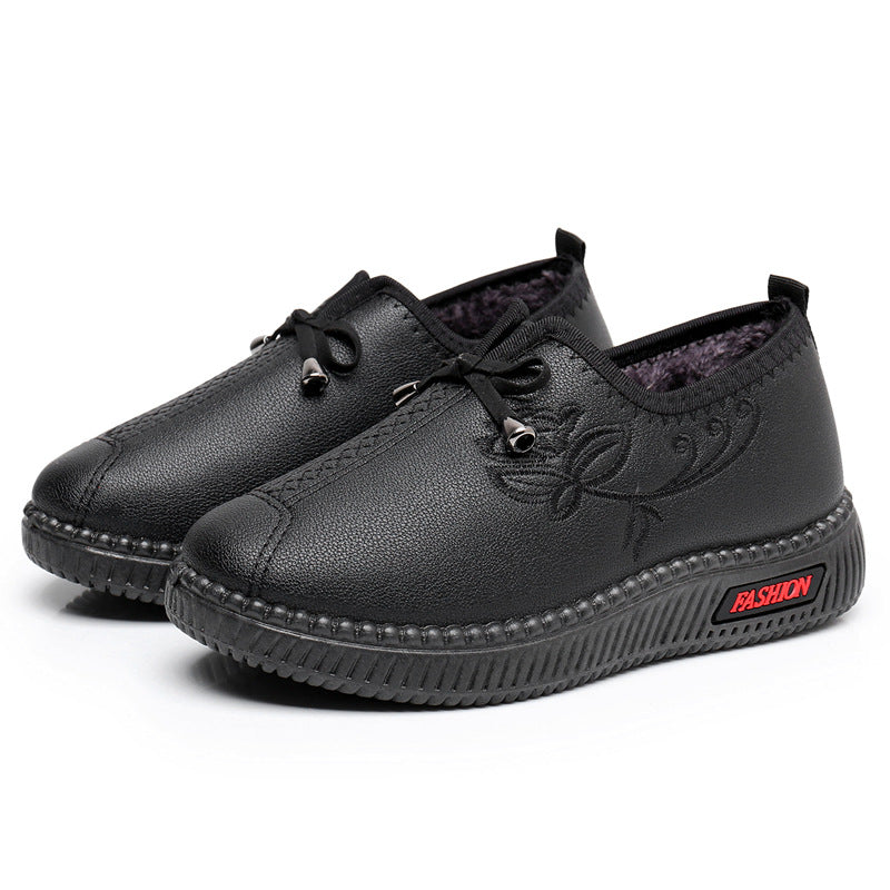 Zapatos de algodón de piel femenina (costura de malla, flores)