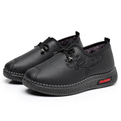 Zapatos de algodón de piel femenina (costura de malla, flores)