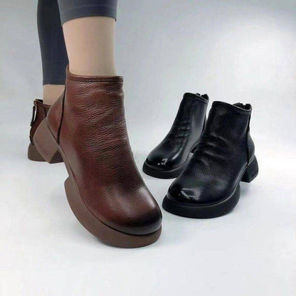 Botas de cuero para mujeres (marrón oscuro)