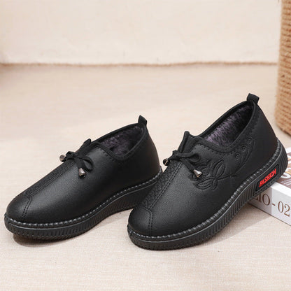 Zapatos de algodón de piel femenina (costura de malla, flores)