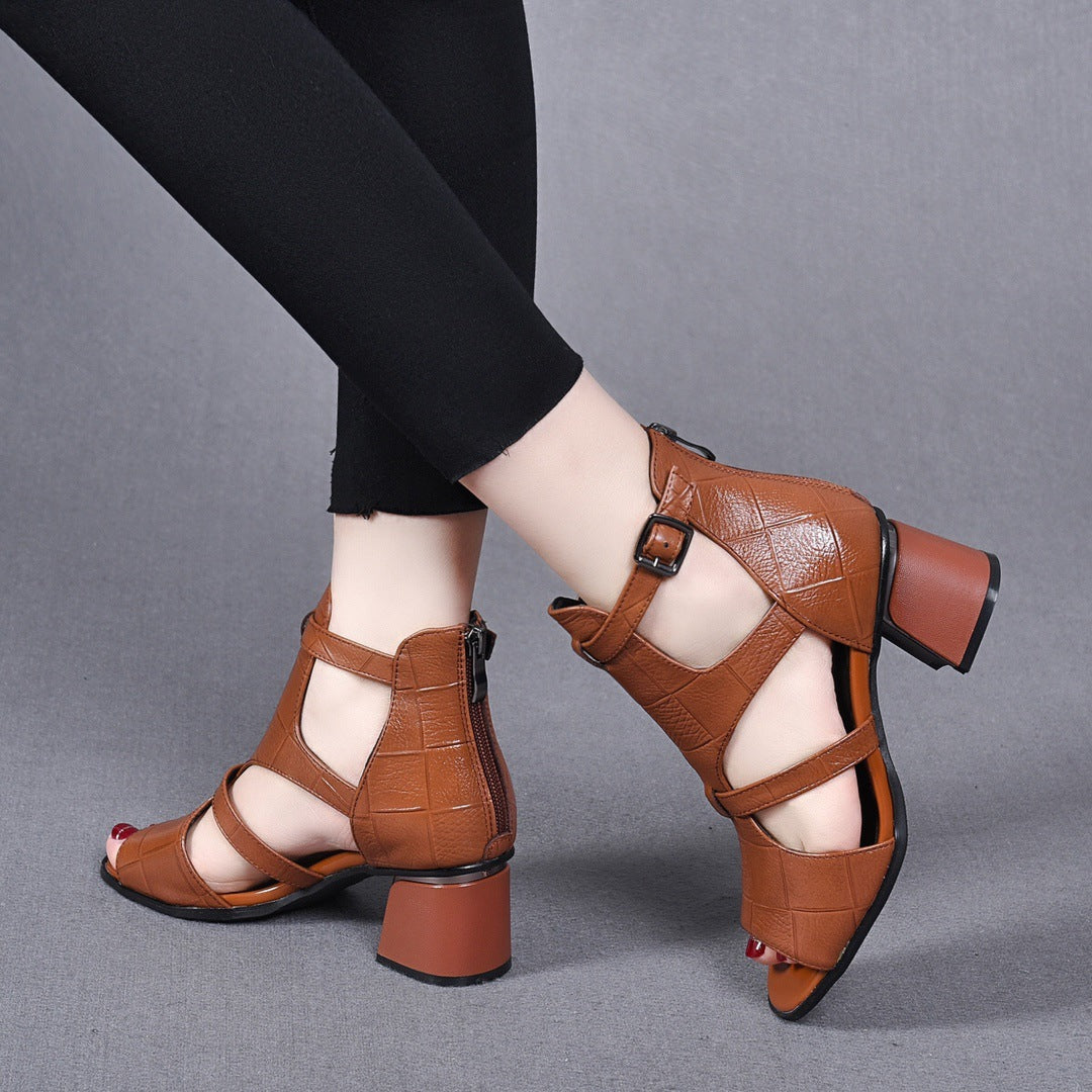 [🐂100% cuero auténtico]Sandalias Fiesta Romana