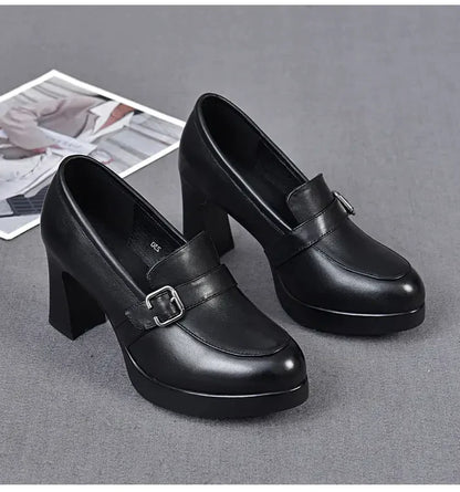 Tacones altos 100% cuero genuino